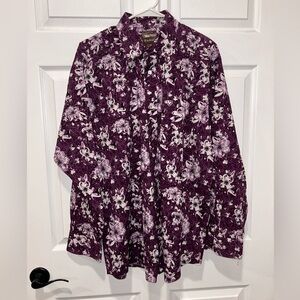 ARIAT Men's Large Rio Floral Iris Print Stretch Classic Fit Long Sleeve Shirt